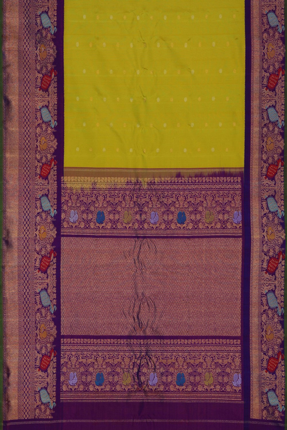 Image of Gadwal Silk Yellow Saree